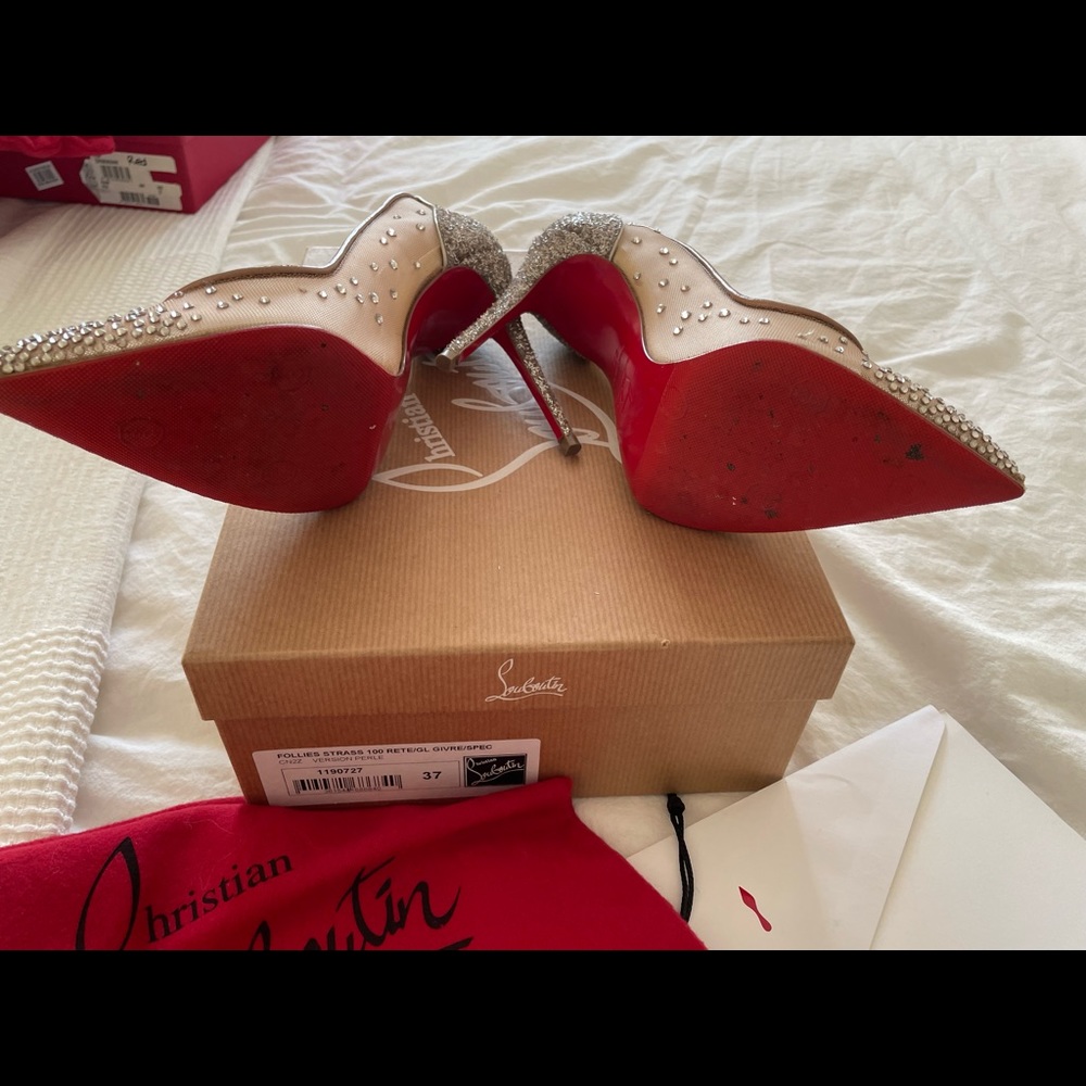Authentic Louboutin Follies Strass 100 in Perle - Picture 4 of 5